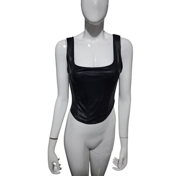 Avec Les Filles Women's size M Faux-Leather Whimsigoth Witchy Seamed Bustier Top - Picture 8 of 12